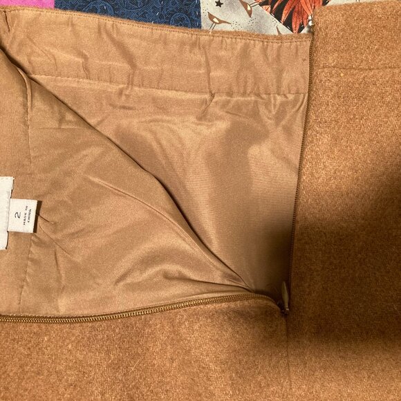 J Crew Wool Blend Pencil Skirt Camel Brown sz 2 - Picture 7 of 10